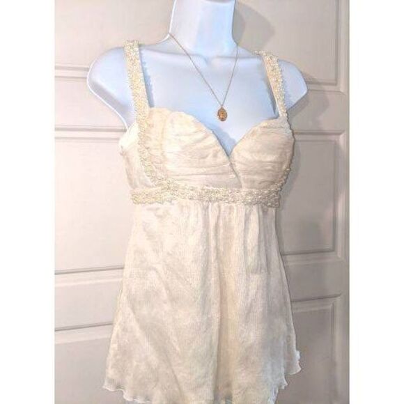 Vintage Y2K BEBE Silk Sweetheart neckline Top with Pearl Details - Picture 3 of 5